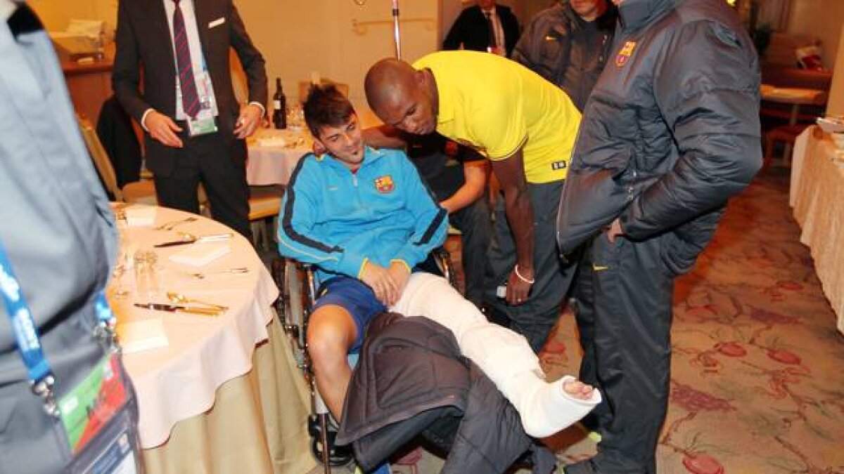 FOTO Şoc anunţat » Villa şi-a fracturat tibia în semifinala cu Al Sadd (4-0)