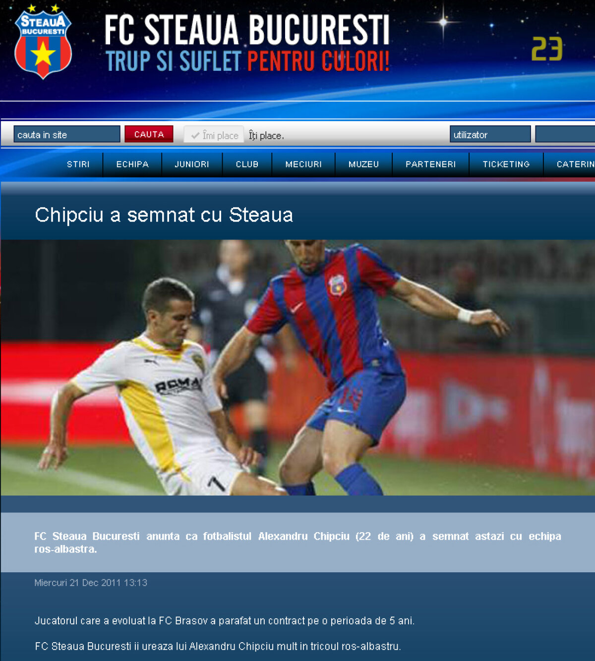 Chipciu a semnat cu Steaua pe 5 ani! » "Sînt mîndru că am jucat la Braşov, dar sper să-mi fac datoria la noul club"