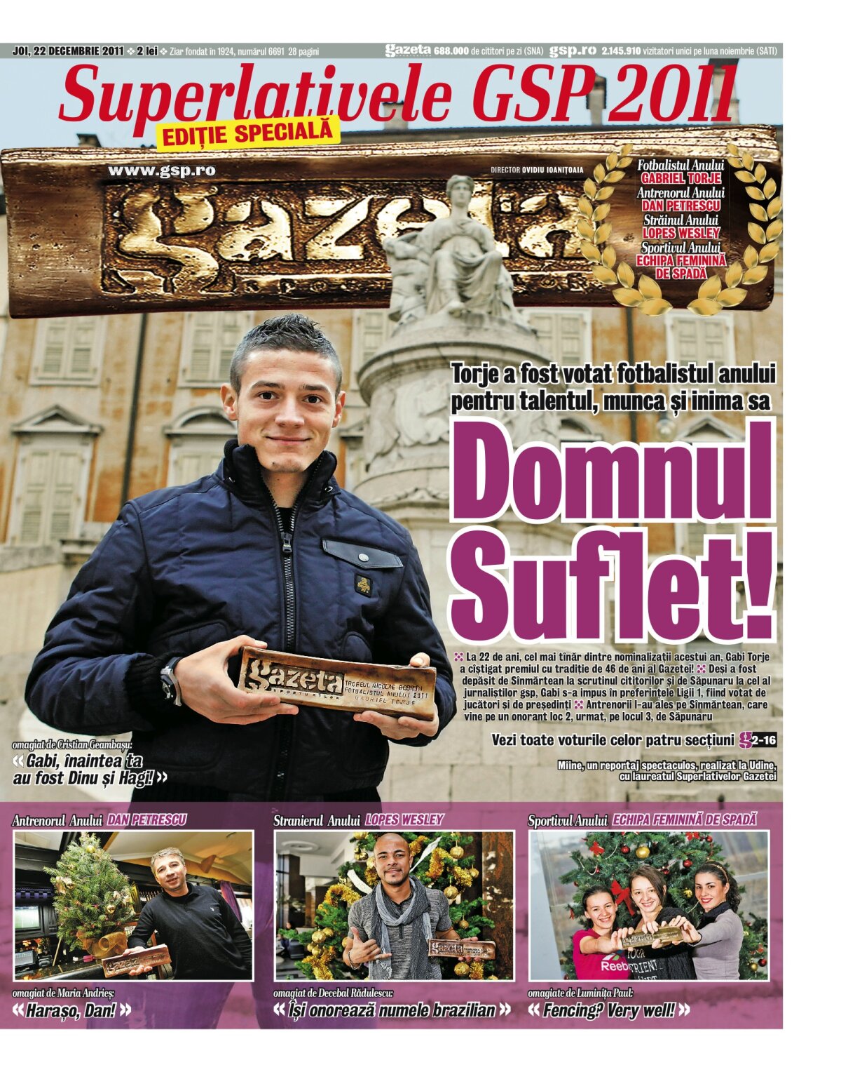 Torje este fotbalistul anului 2011: "Cel mai frumos cadou primit vreodată de Crăciun!"