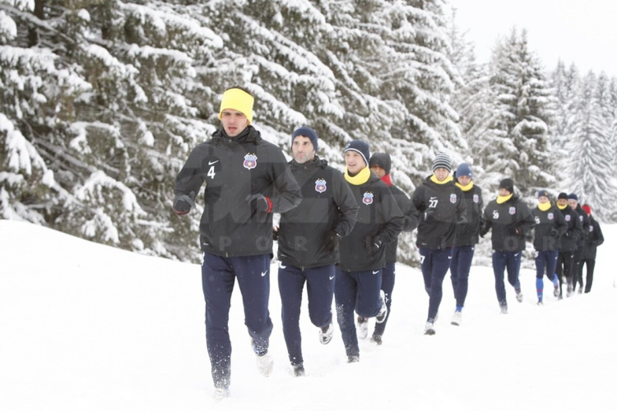 FOTO Steliştii încep să urască ninsoarea » Zăpada le-a făcut viaţa grea la antrenamentul de dimineaţă