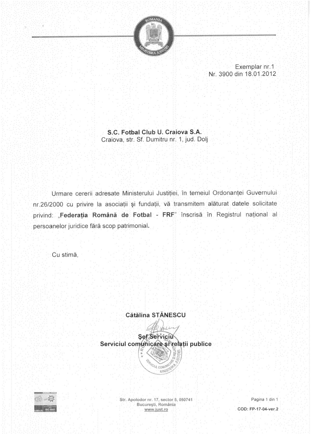 UPDATE » Cataclism în fotbalul românesc? » Craiova prezintă dovezile conform cărora FRF ar activa ilegal de aproape 11 ani!