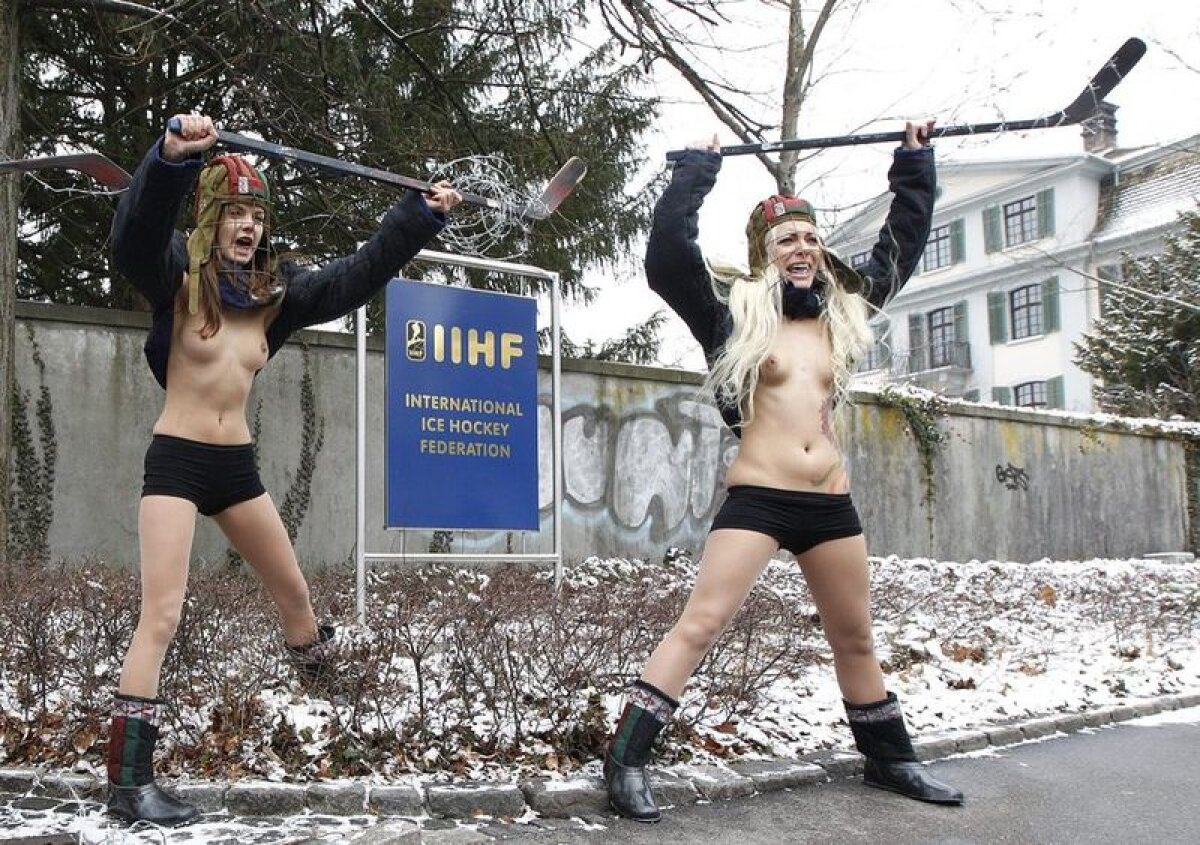 GALERIE FOTO Protest la -20°C împotriva Belarusului » La bustul gol din solidaritate slavă