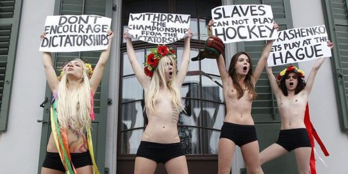 GALERIE FOTO Protest la -20°C împotriva Belarusului » La bustul gol din solidaritate slavă