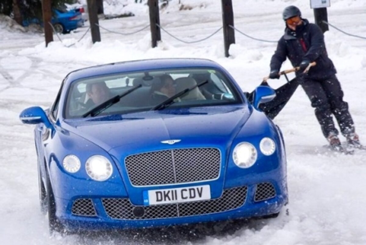FOTO! Cum spulberi metri de zăpadă: la skijoring, tras de Bentley!