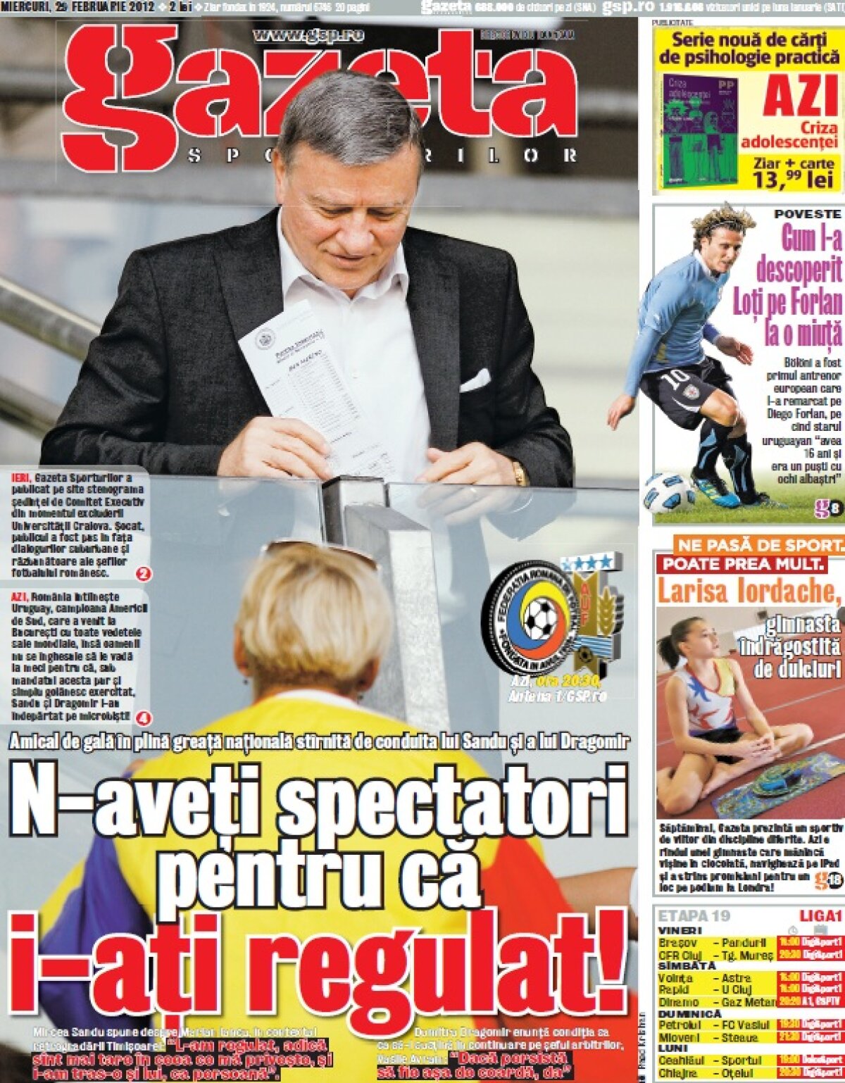 N-aveţi spectatori pentru că I-AŢI REGULAT! » S-au vîndut doar 6.000 de bilete, mai mult pentru uruguayeni