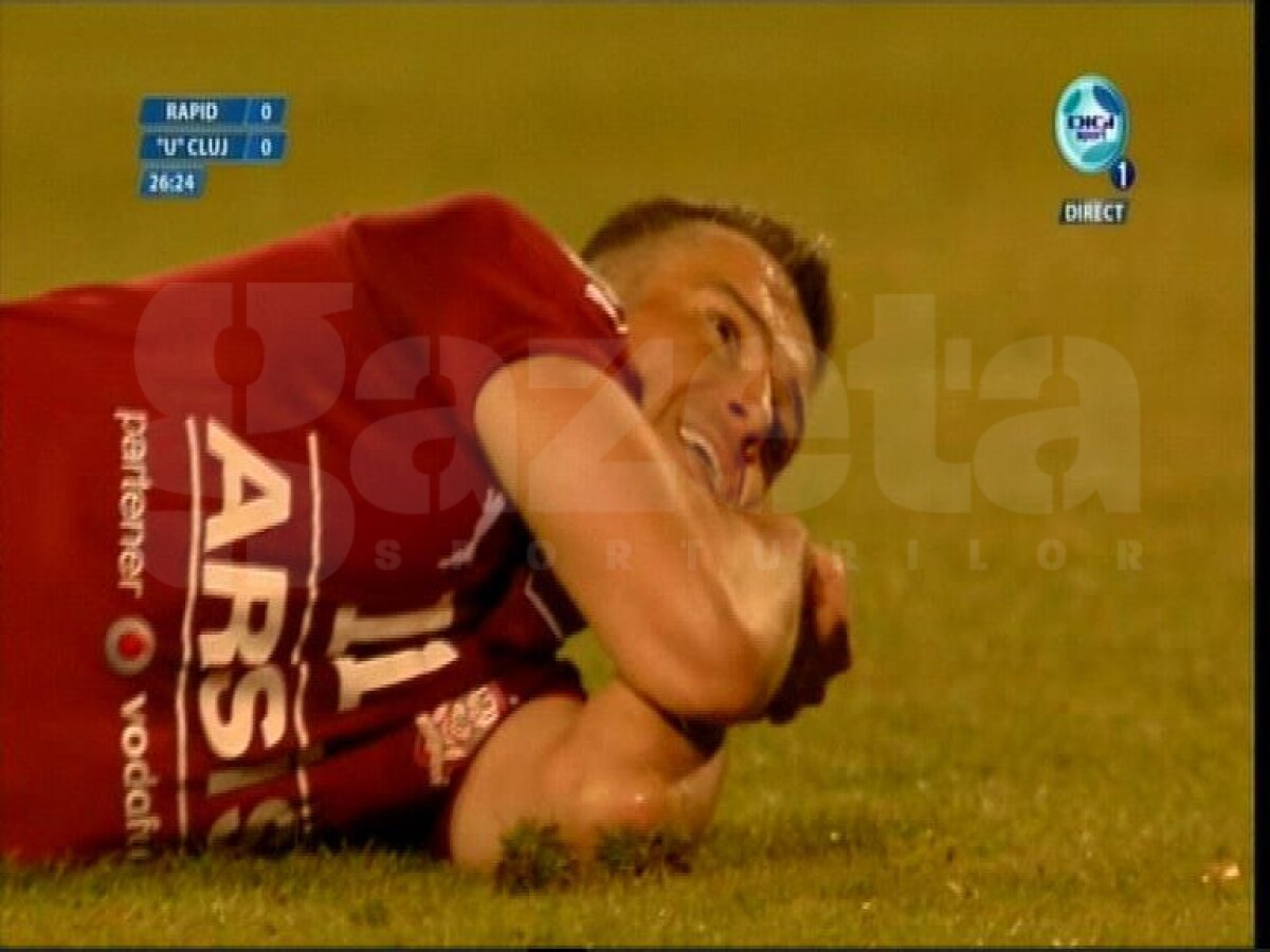 FOTO » Probleme pentru Rapid » Pancu a ieşit accidentat după mai puţin de jumătate de oră