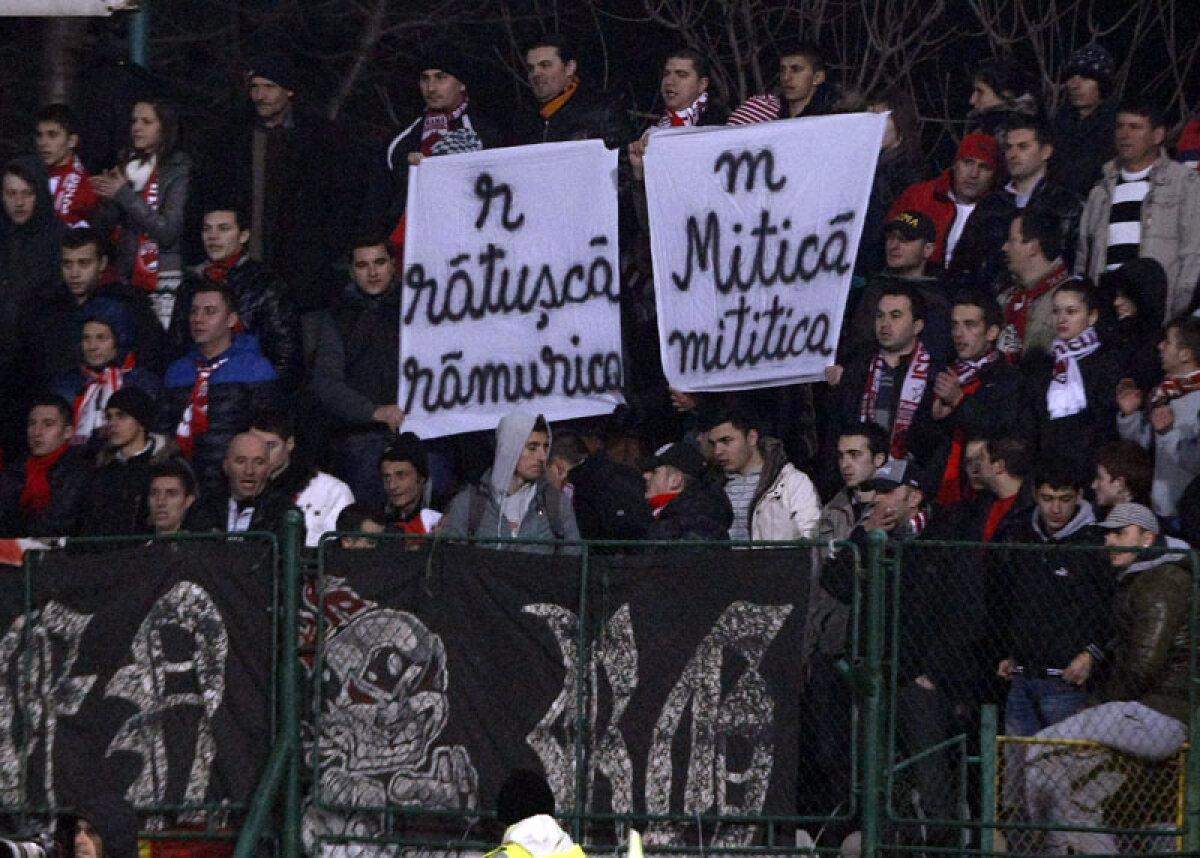 Spui poezii, nu mai iei bătaie! » Fanilor li s-a permis să afişeze bannere ironice la meciul Pandurii - Dinamo (2-2)