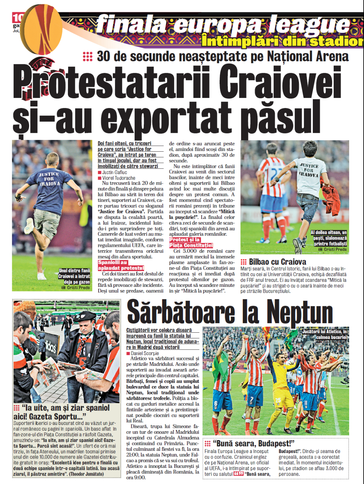 Gazeta, singurul ziar care a apărut în ediţia de azi cu imaginea protestatarilor craioveni din finală. Citeşte ediţia tipărită pentru culise!