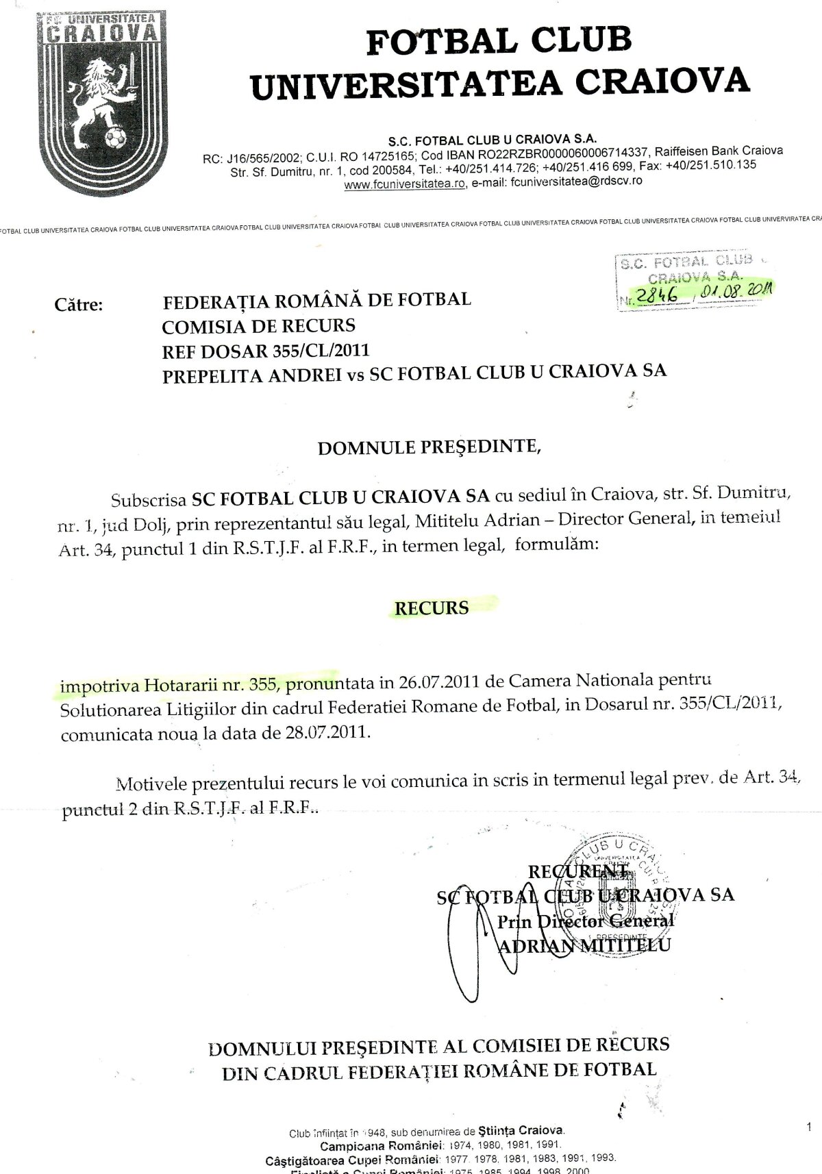Mititelu acuză FRF şi LPF : "Acum vă prezint documentele reale. Avem două Federaţii şi două Ligi!"