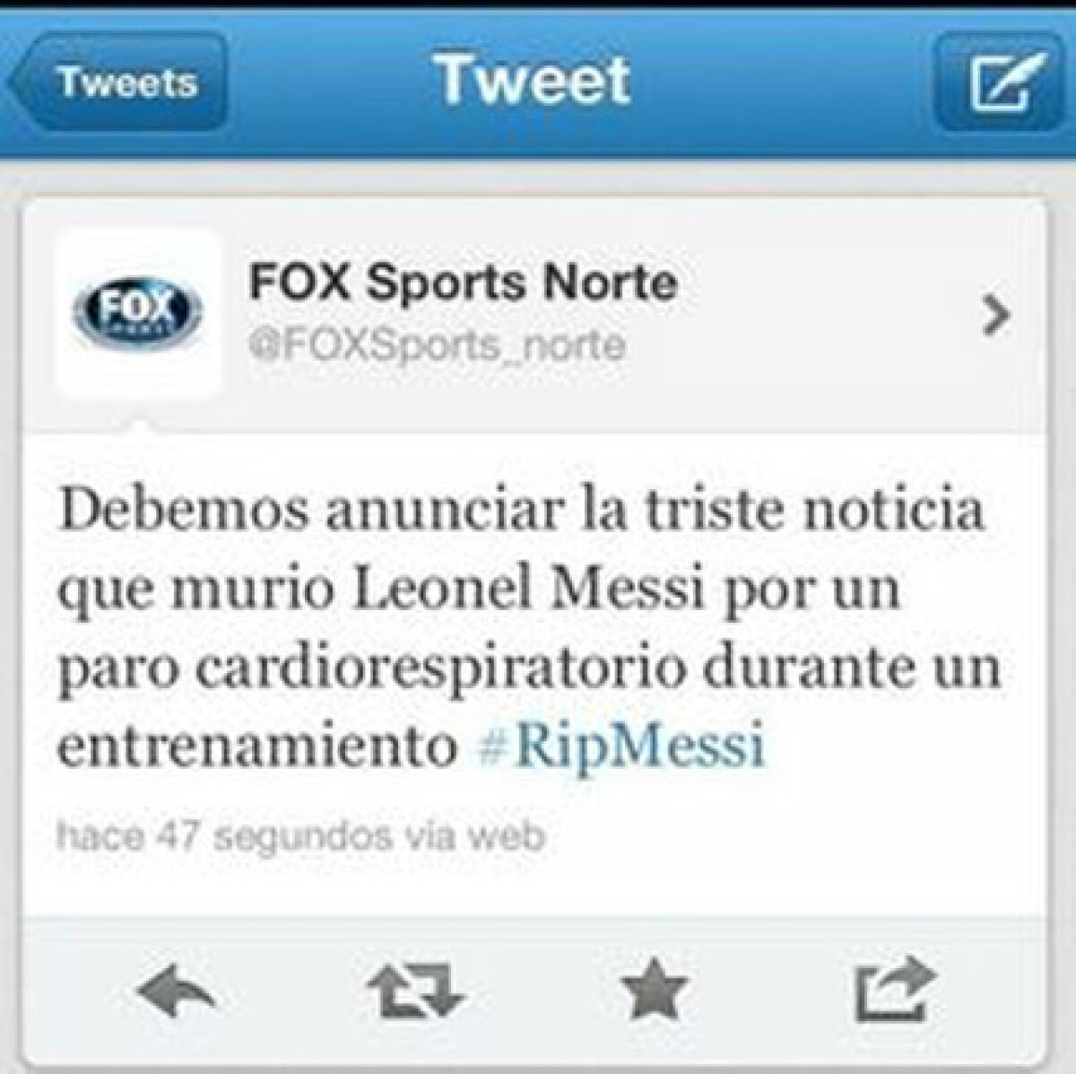 Mesajul care a creat isterie pe Twitter » Messi, declarat mort! :S