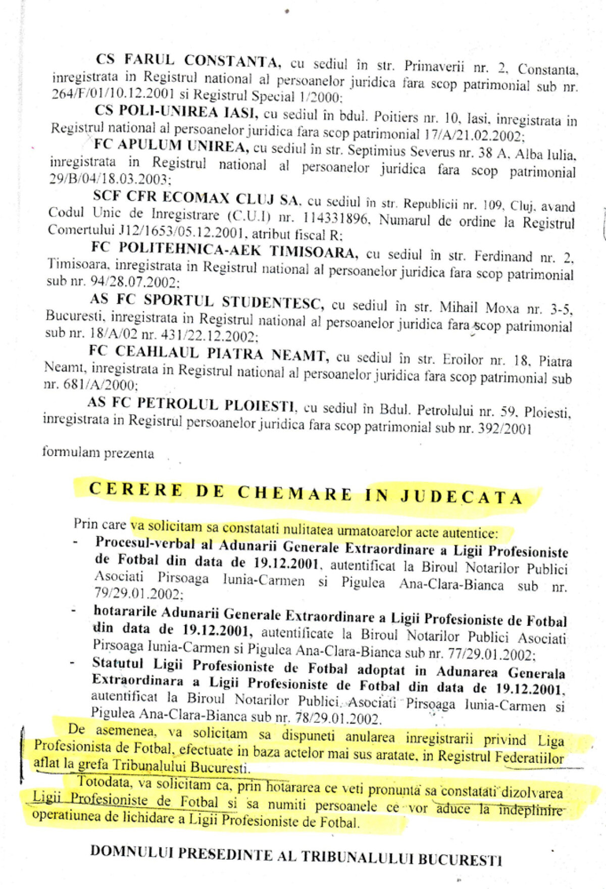 FOTO Ştiinţa nu e prima » Dovada că şi Steaua, Dinamo şi Rapid au cerut desfiinţarea LPF!