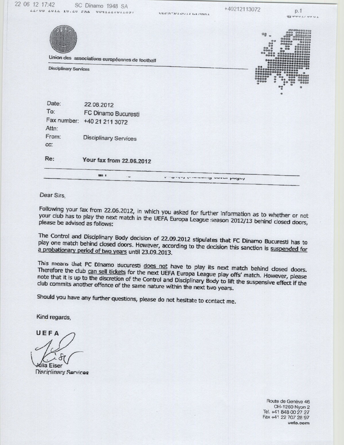 EXCLUSIV Dinamo va putea evolua cu spectatori în play-off-ul Europa League!