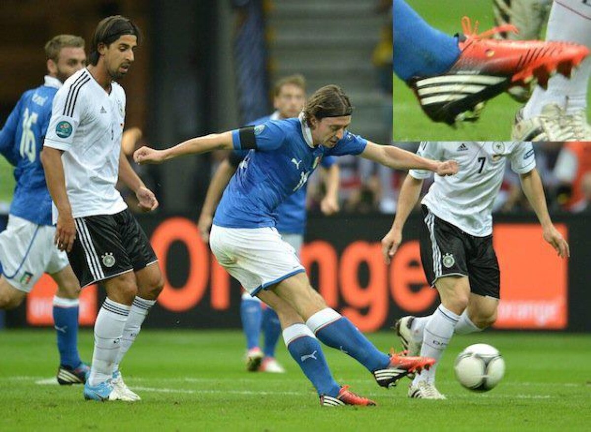 FOTO Un neamţ a eliminat Mannschaftul » Montolivo a pasat decisiv la golul doi al Italiei cu o gheată imprimată cu steagul Germaniei