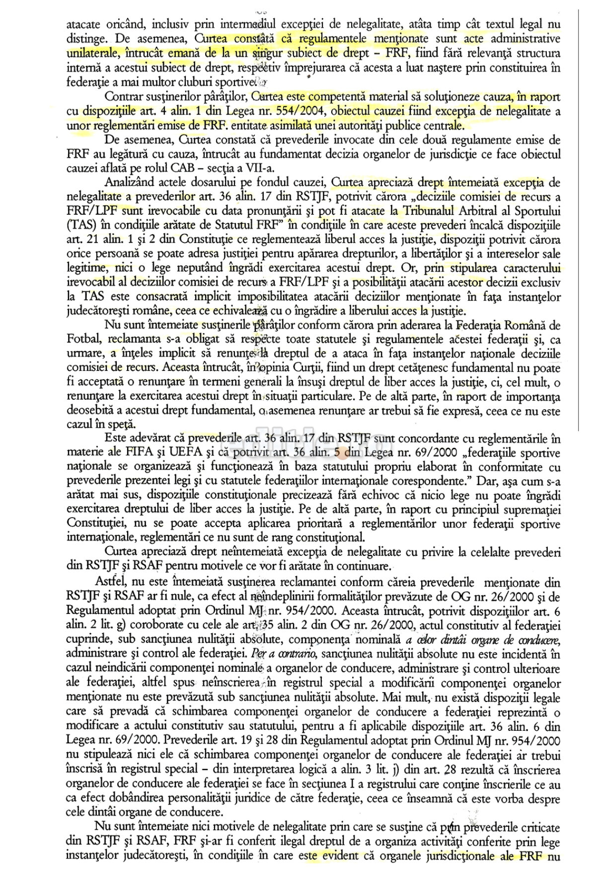 Curtea de Apel Bucureşti motivează de ce regulamentele FRF sînt ilegale