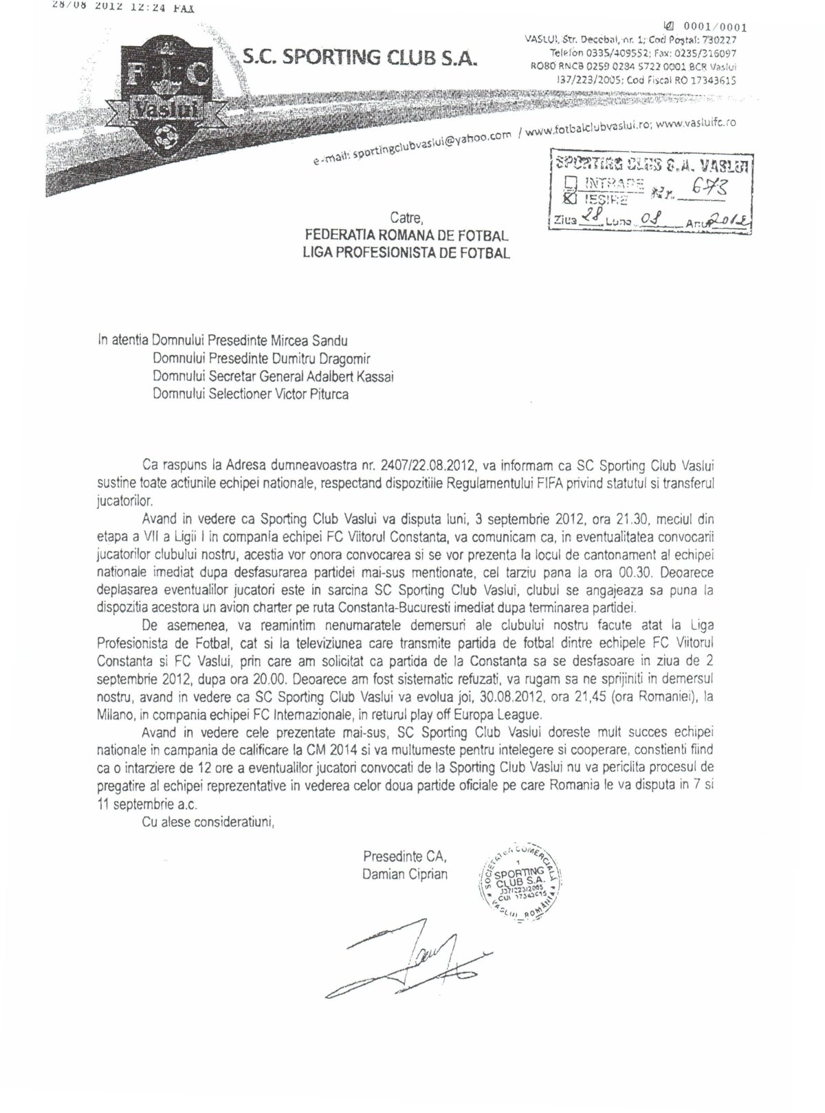 FRF îi răspunde lui Porumboiu: "Niciodată nu a fost vorba de 5 jucători, ci doar de 3" » Ai aici comunicatele FOTO