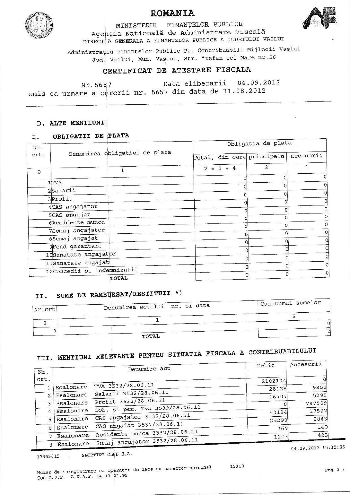 Porumboiu reacţionează la decizia UEFA: "Am crezut că acolo sînt oameni serioşi, dar m-am înşelat" » Vasluiul se apără cu documente oficiale
