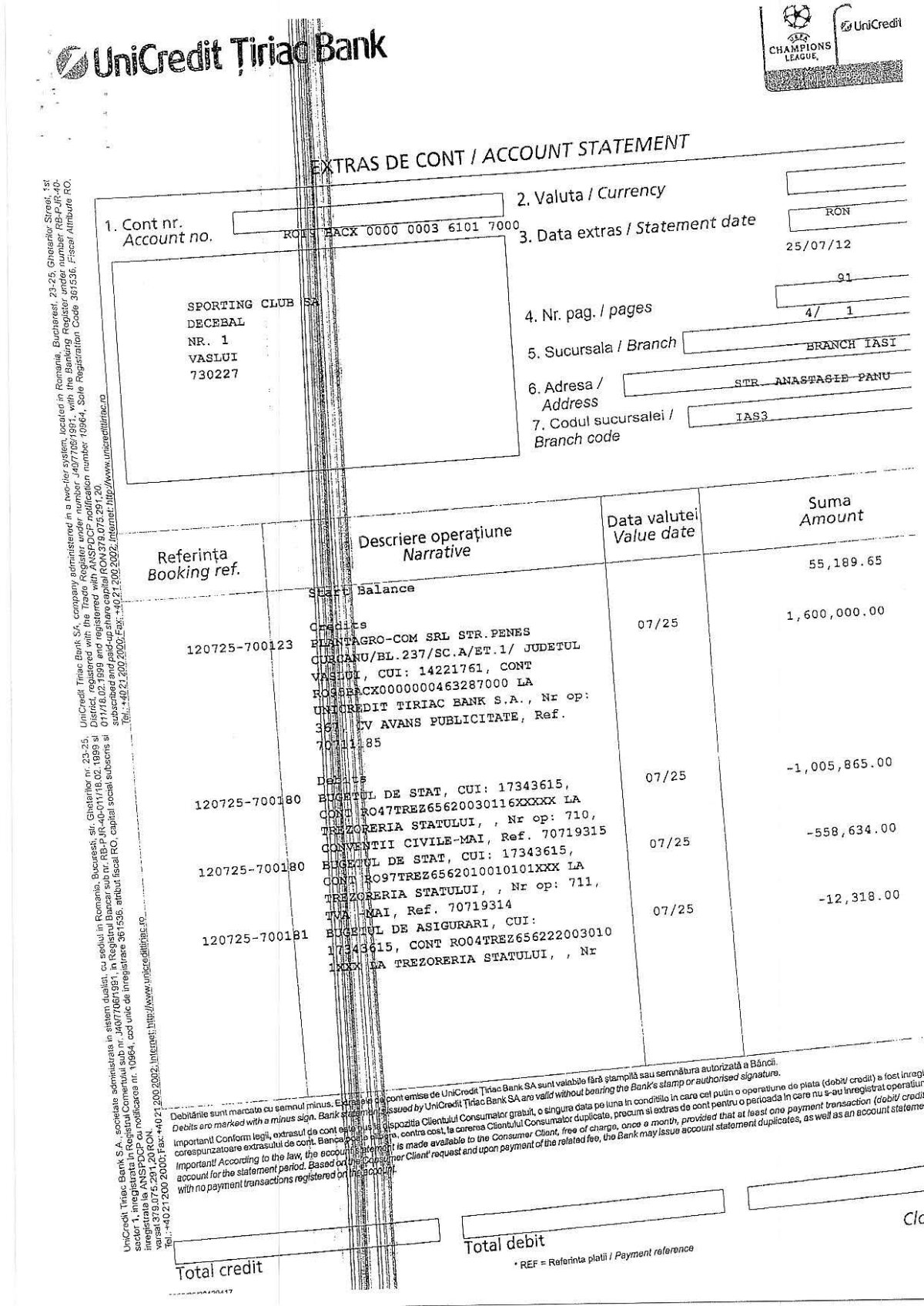 Porumboiu reacţionează la decizia UEFA: "Am crezut că acolo sînt oameni serioşi, dar m-am înşelat" » Vasluiul se apără cu documente oficiale