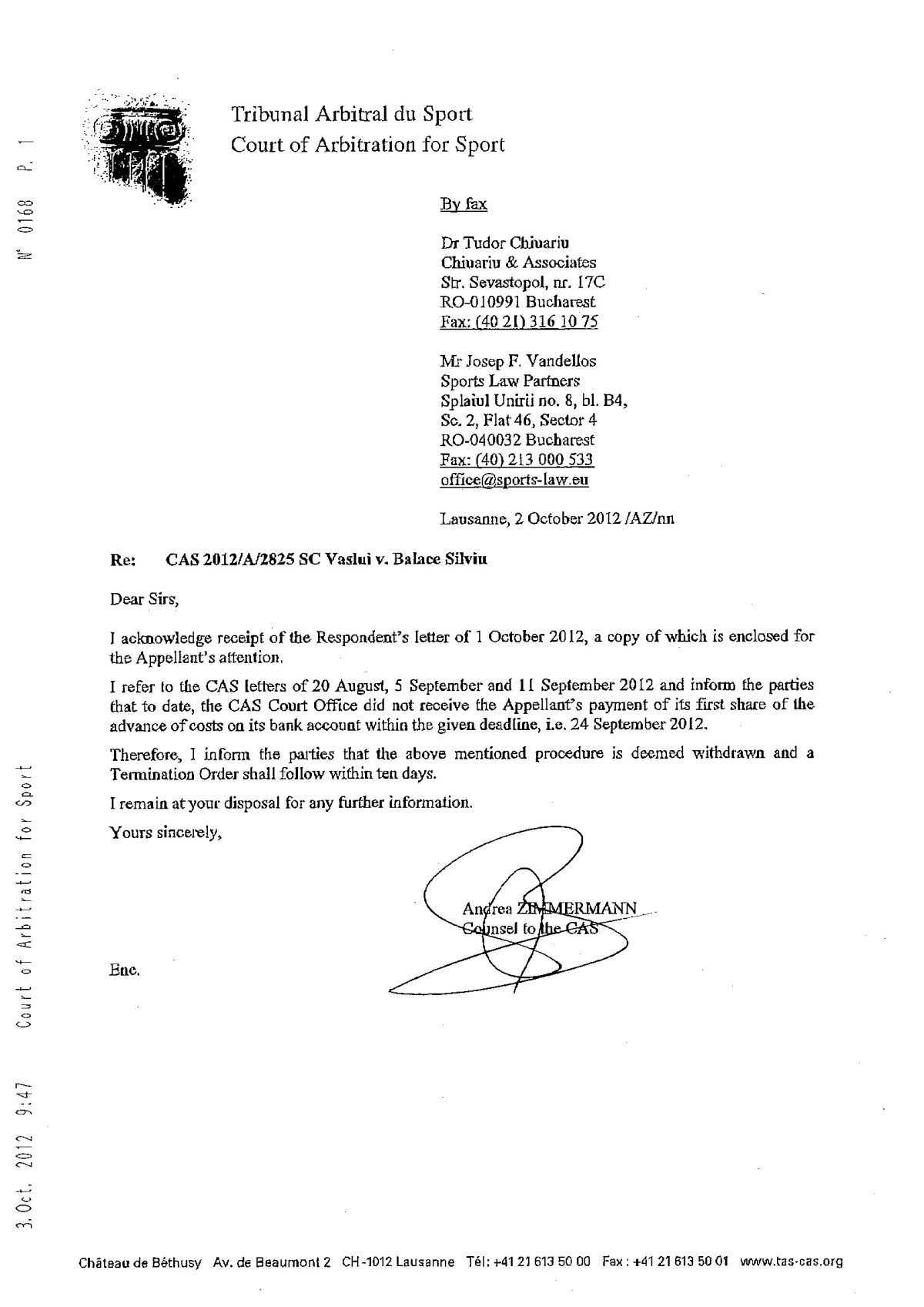 UPDATE / Vasluienii nu au pierdut la TAS litigiul cu Bălace. Vezi de ce!