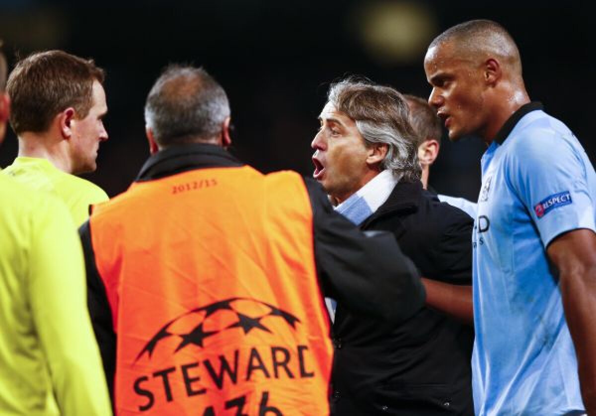 VIDEO Mancini a sărit la gîtul arbitrilor danezi, care au scos-o pe City din Ligă: ”Sînteţi ridicoli!” :X