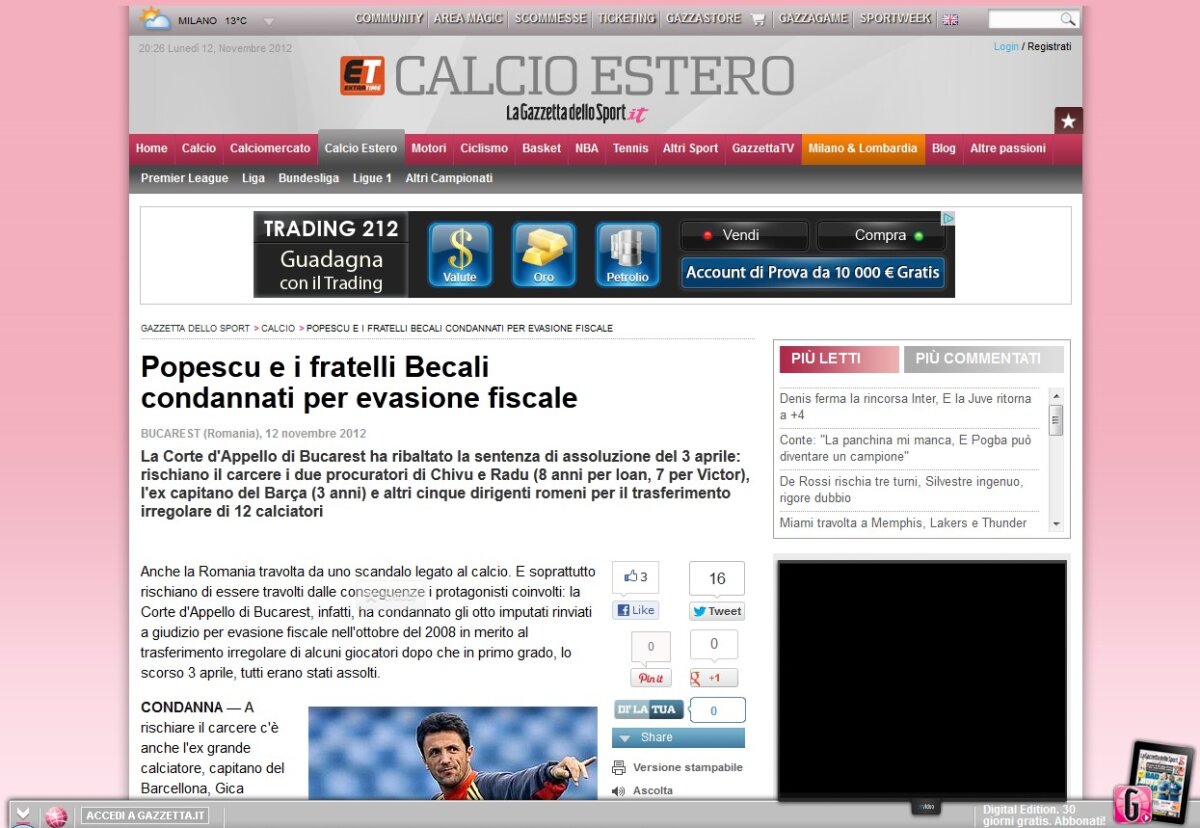 "Dosarul transferurilor" ţine capul de afiş în presa din străinătate » Gică Popescu, "ţinta" numărul unu