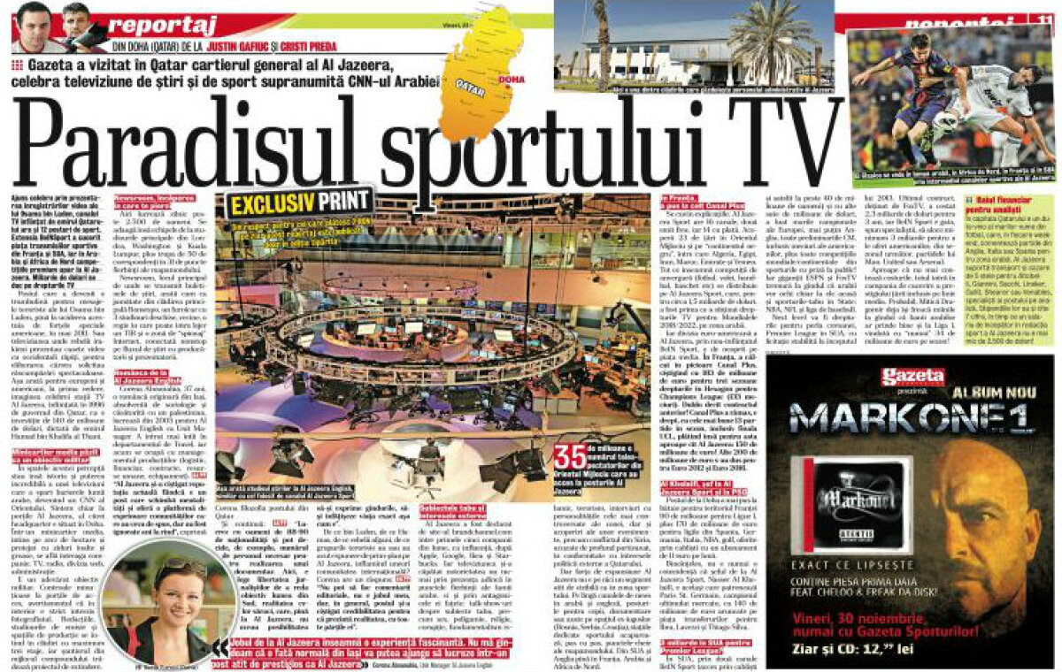 Citeşte doar în ediţia tipărită a Gazetei de azi » Totul despre legiunea lusitană din Liga 1 şi vizita GSP la Al Jazeera TV