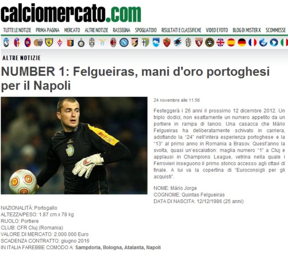 După Sougou, încă un jucător de la CFR este aproape de a prinde un transfer important » Felgueiras, în atenţia unei superechipe din Italia