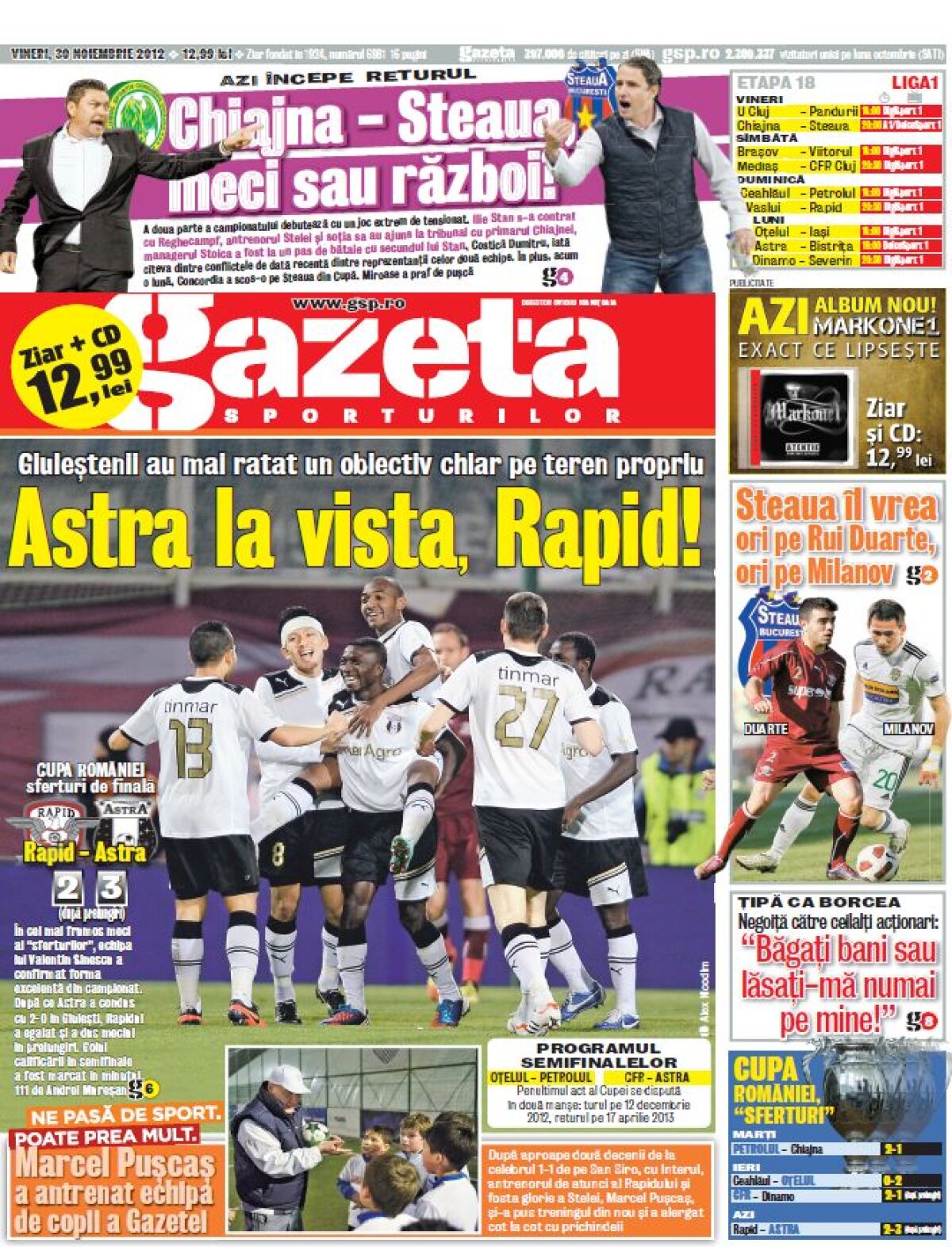 Nebuni de legat » Rapidiştii au părăsit Cupa în prelungiri, după ce au fost conduşi cu 2-0 de Astra şi au egalat