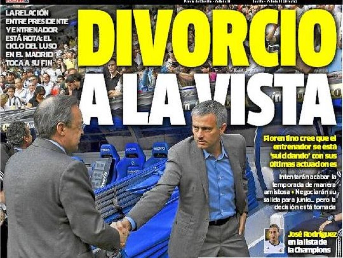 Era Mourinho ia sfîrşit la Madrid! Divorţul Mou - Perez este iminent