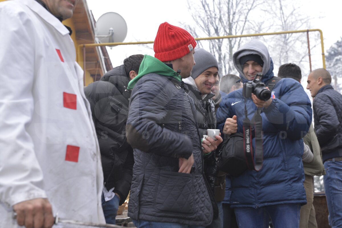 FOTO şi VIDEO Steliştii au tăiat porcul şi sărbătoresc locul 1 cu lăutari » Reghe: "Facem o petrecere cum n-a mai fost"