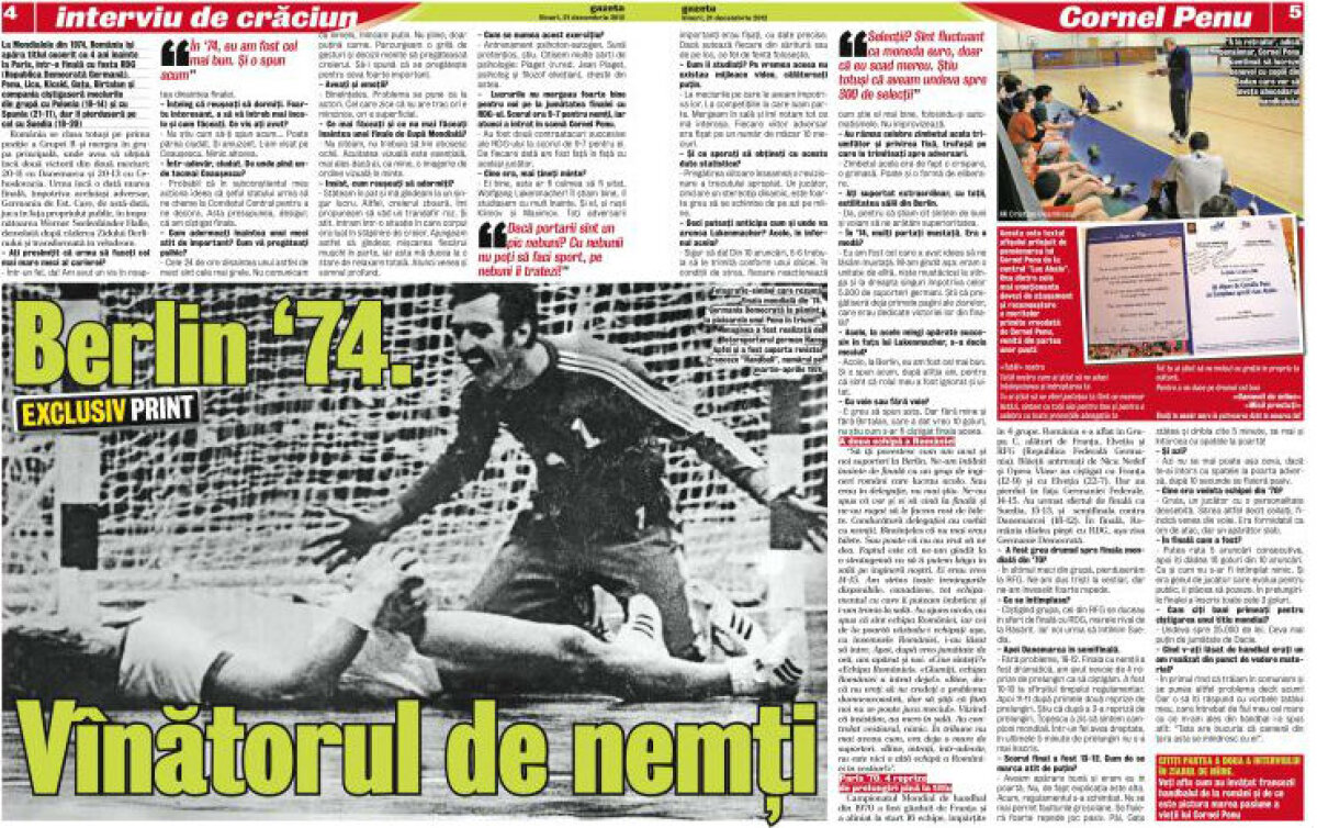 Citeşte doar în ediţia tipărită de azi » Gazeta l-a regăsit pe marele handbalist Cornel Penu, portar şi pictor
