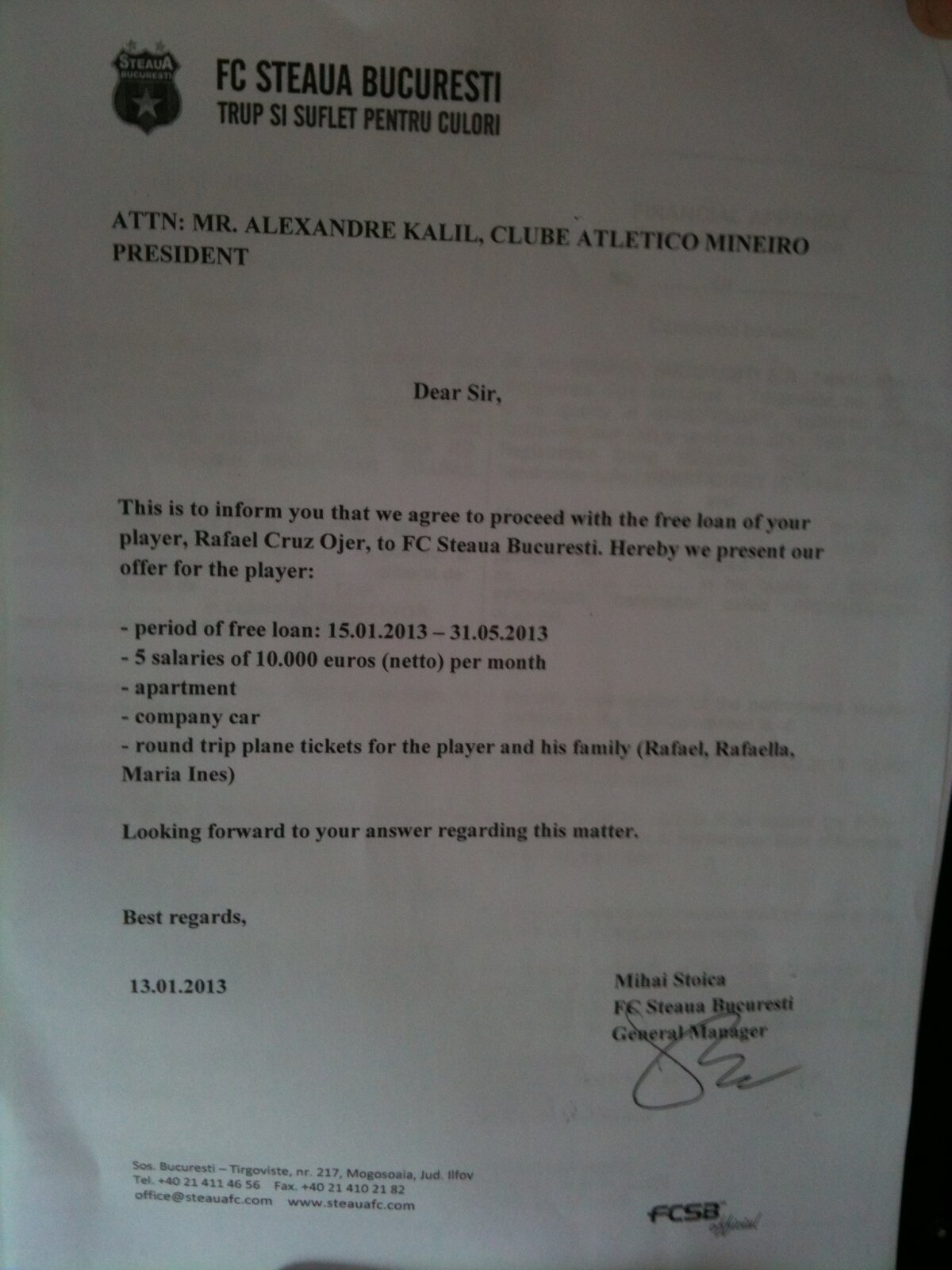 Experimentul Rafael Cruz îi costă pe stelişti » Atletico Mineiro face plîngere la FIFA împotriva roş-albaştrilor!