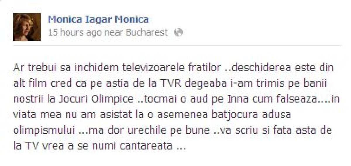 Iagăr atacă FOTE: "Dezorganizare completă la festivitatea de deschidere! Mai rău ca pe vremea lui Ceauşescu!"