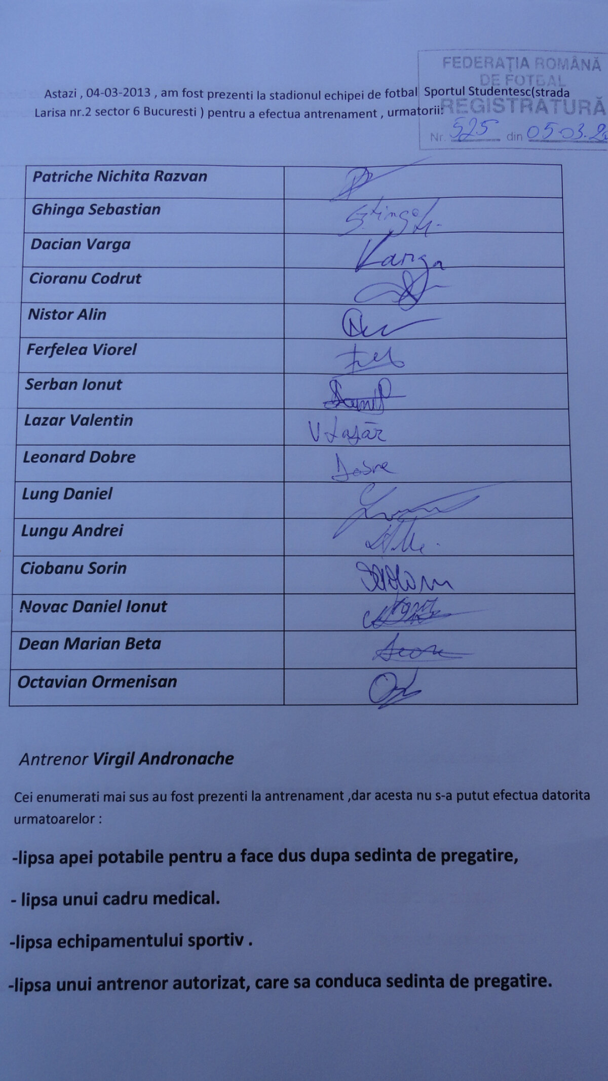 FOTO Sportul a ajuns echipa nimănui » 15 jucători se pregătesc fără antrenor şi echipament sportiv