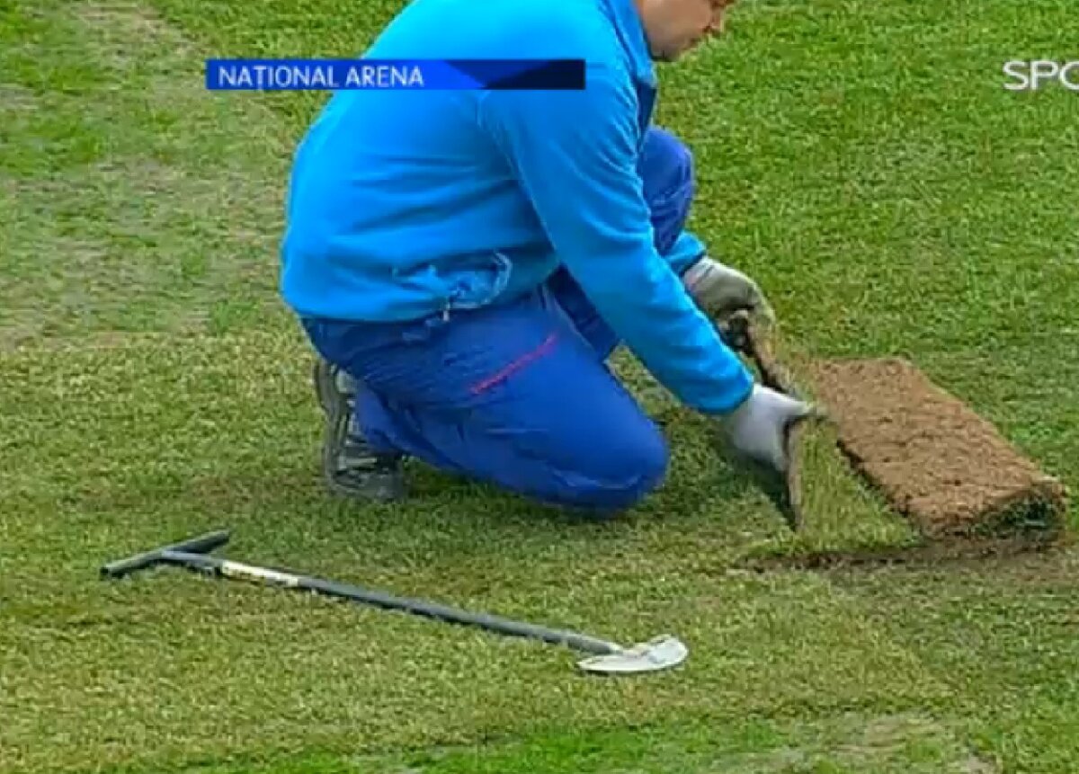 UPDATE Dau de zor la lopată » Schimbarea bucăţilor de gazon de pe Naţional Arena continuă şi azi