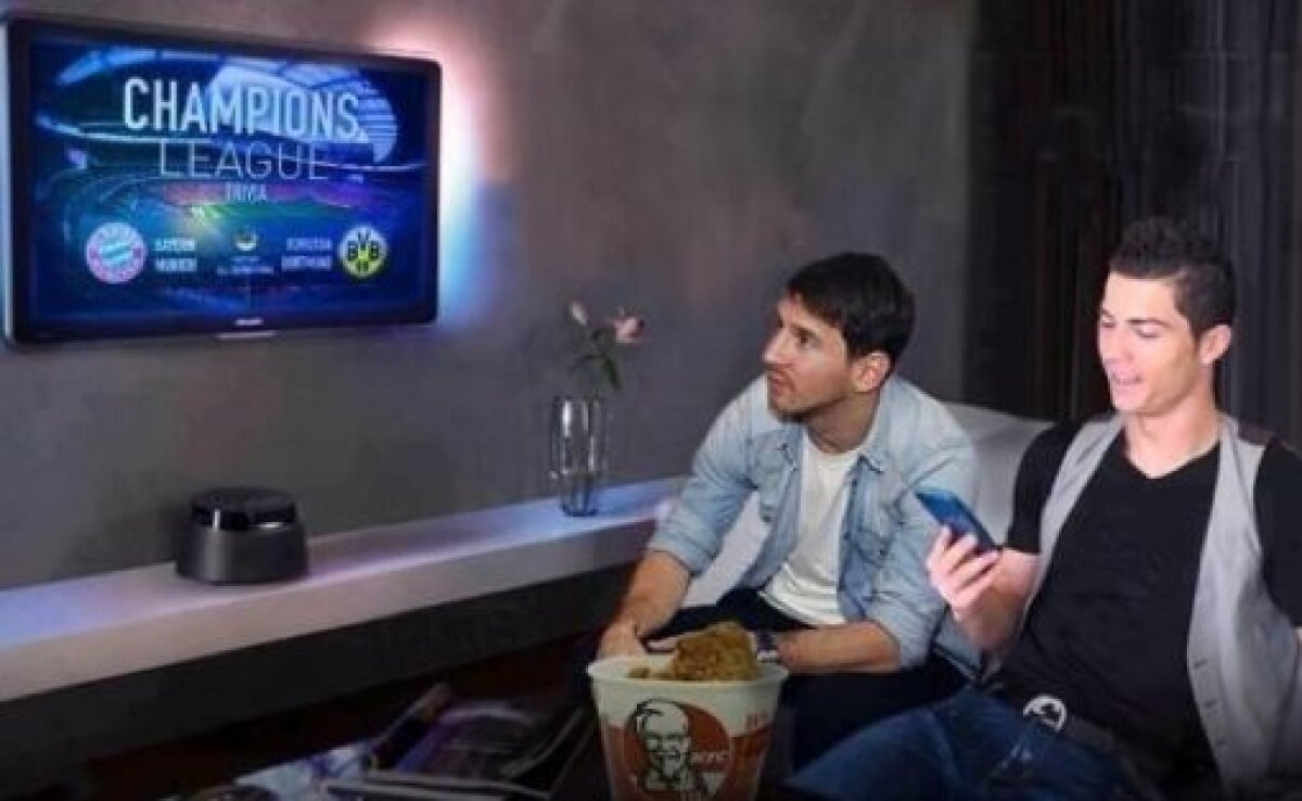 FOTO Ronaldo şi Messi împreună în finala Ligii. La TV! :D