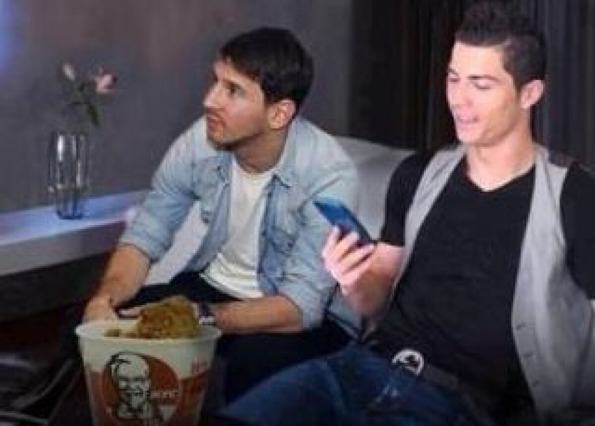 FOTO Ronaldo şi Messi împreună în finala Ligii. La TV! :D