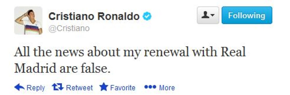 Ronaldo s-a enervat: "Toate informaţiile despre prelungirea contractului cu Real sînt false!"