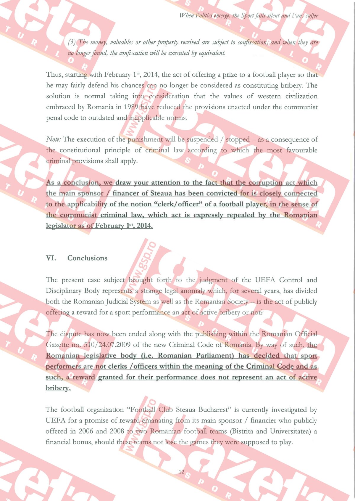 EXCLUSIV » Gazeta vă dezvăluie documentele cu care s-a apărat Steaua la UEFA: "Becali a fost condamnat după un Cod Penal comunist, care va fi înlocuit în 2014!"