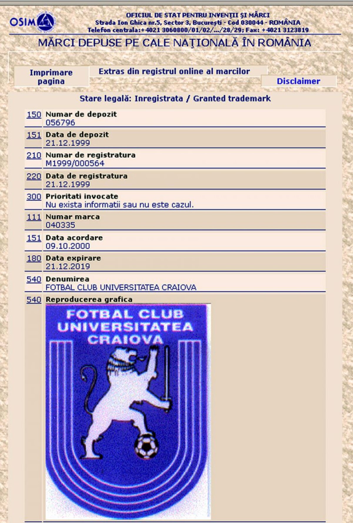 FOTO Mititelu susţine că deţine marca şi palmaresul Universităţii: "CS "U" Craiova nu se poate înscrie în campionat"