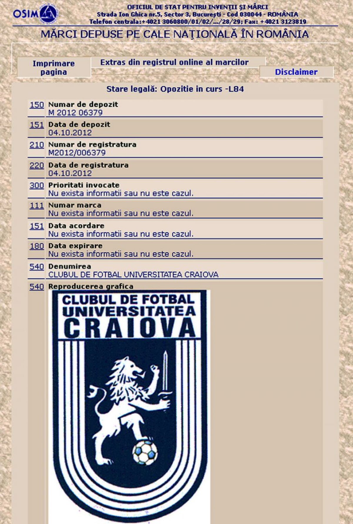 FOTO Mititelu susţine că deţine marca şi palmaresul Universităţii: "CS "U" Craiova nu se poate înscrie în campionat"