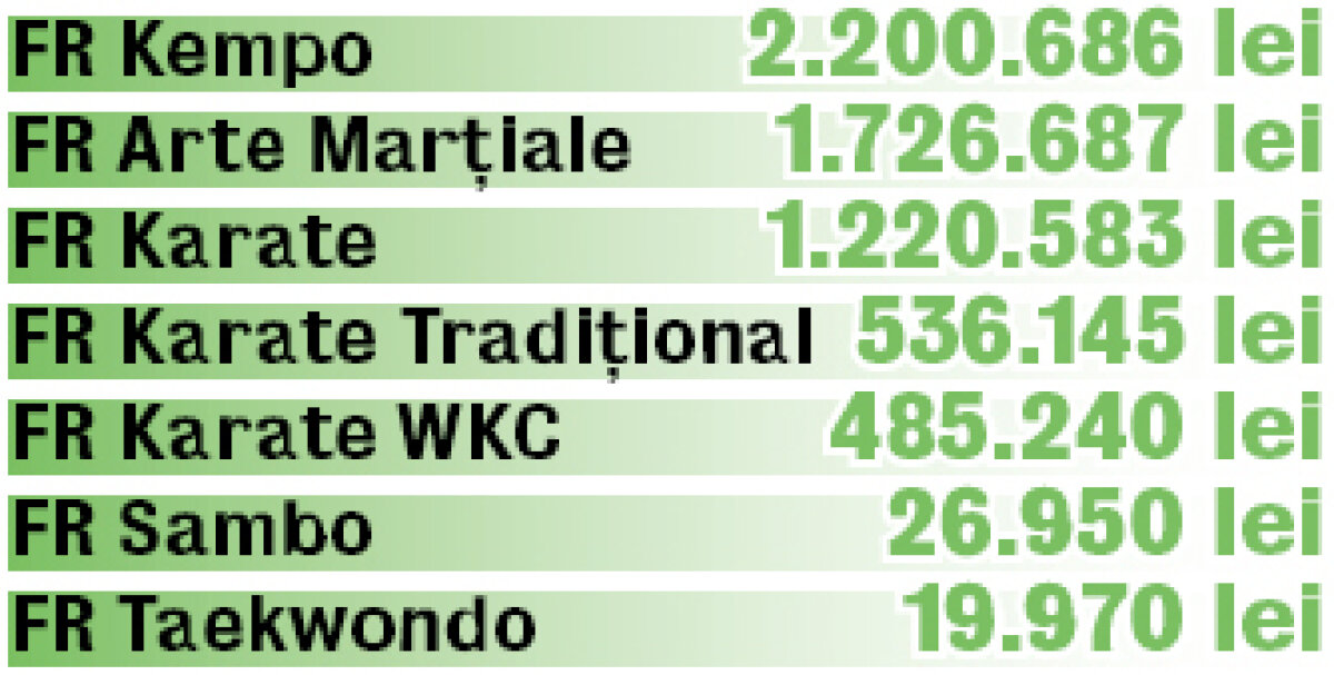 Iau jumătate din banii pe un an întreg » Artele marţiale şi karatele sînt premiate cît restul sportului românesc la un loc