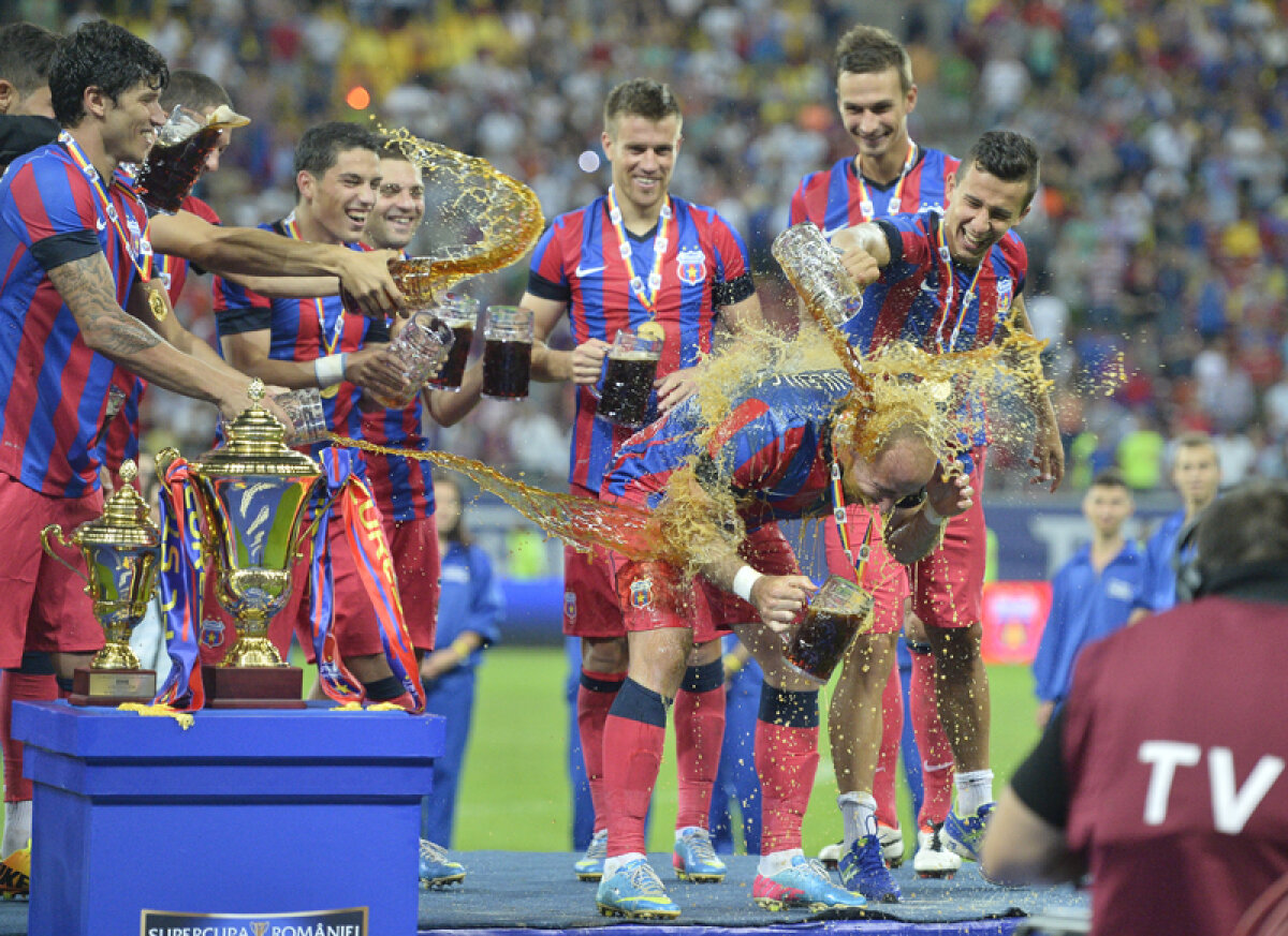 FOTO Party roş-albastru, bere brună » Cum au sărbătorit steliştii victoria din Supercupă