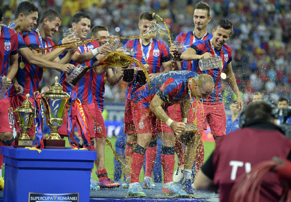 FOTO Party roş-albastru, bere brună » Cum au sărbătorit steliştii victoria din Supercupă