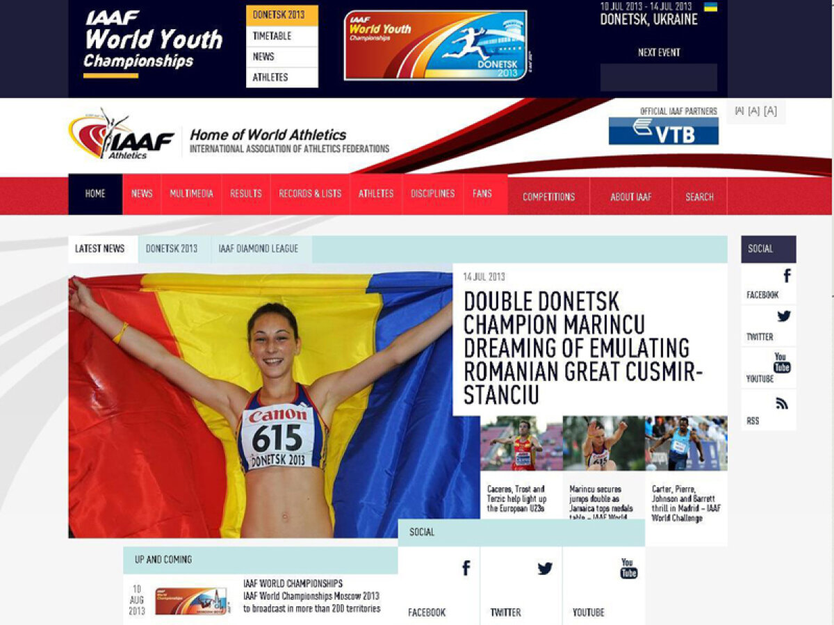 Românce vizibile » Halep şi Marincu au ajuns pe main page-ul site-urilor oficiale ale forurilor internaţionale de atletism şi tenis!