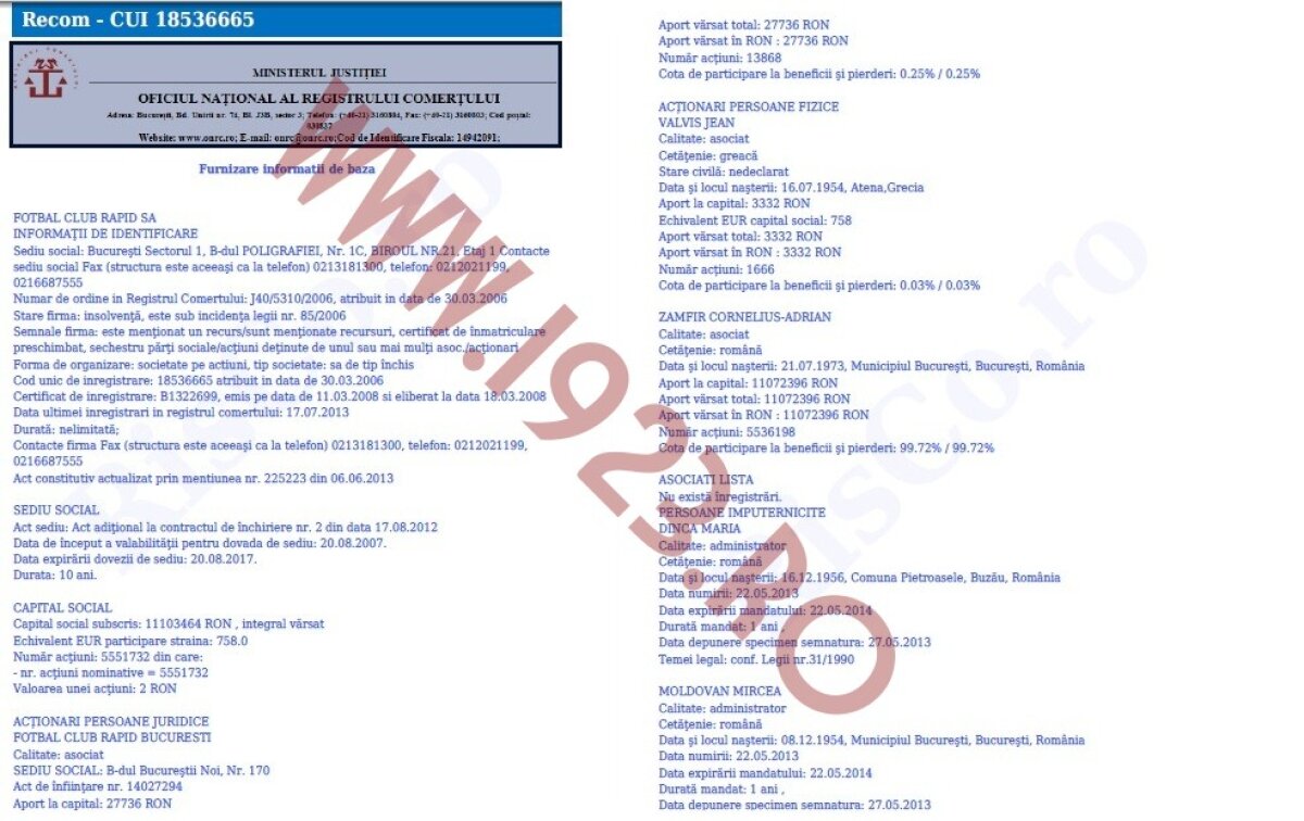 Cristescu, doar ca imagine » FOTO Documentul care arată structura noului acţionariat: cine şi ce procente are în Giuleşti!