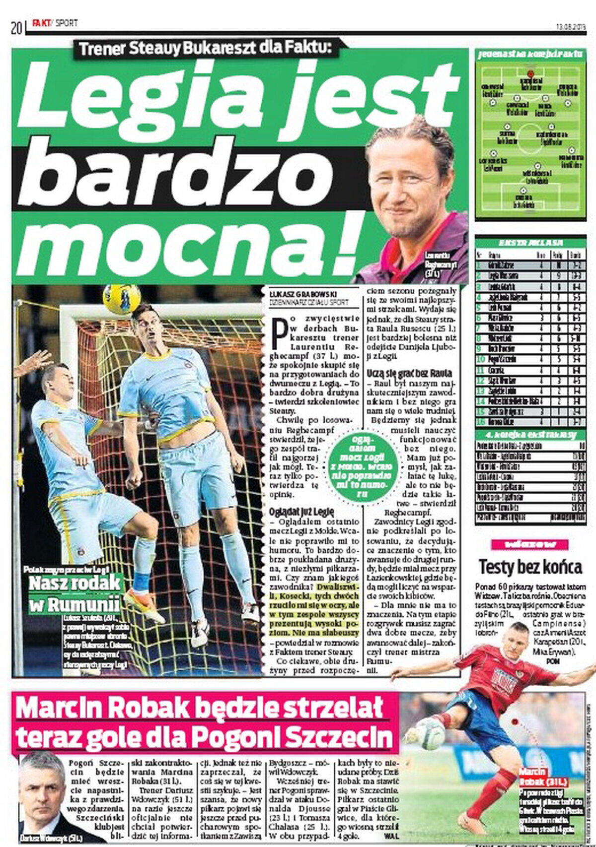 Reghecampf vorbeşte despre meciul cu Legia » Tehnicianul a identificat principalele pericole din tabăra polonezilor