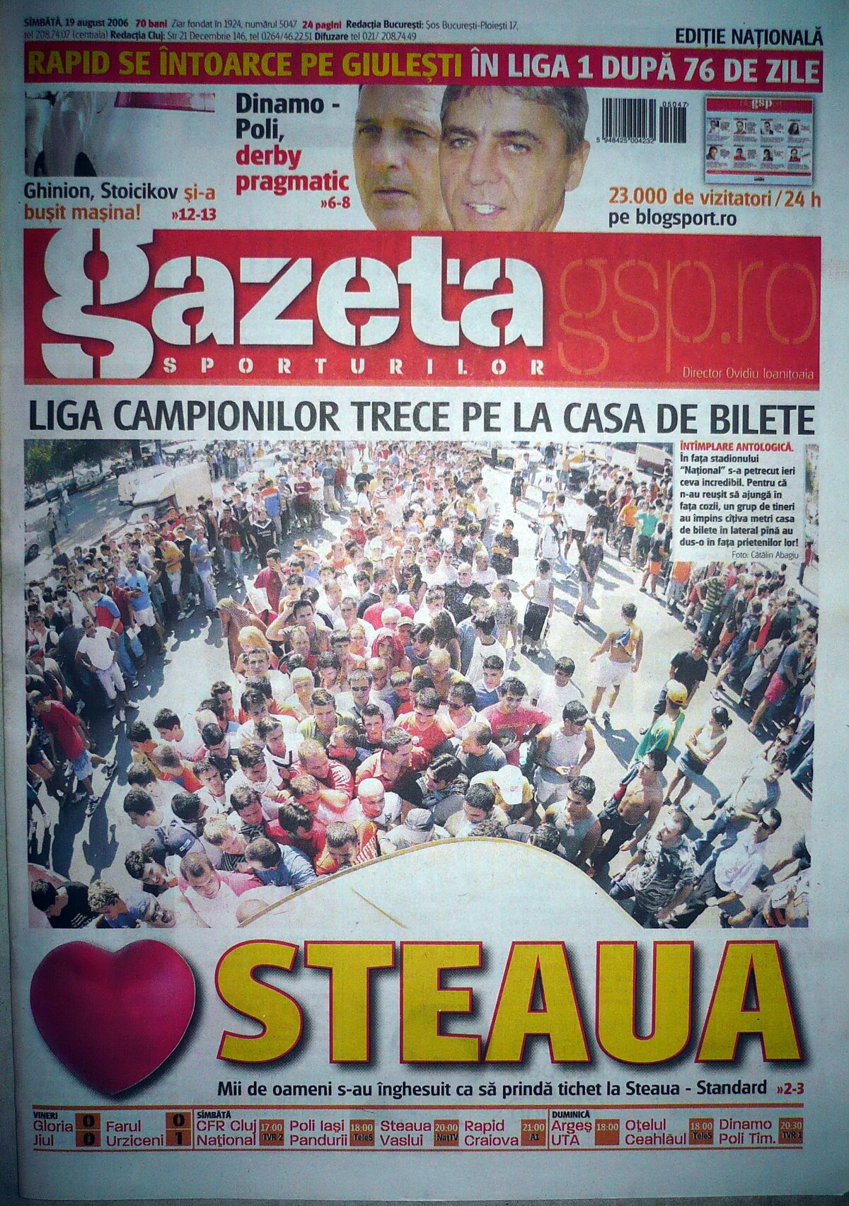 Mîine e Steaua - Legia » Arena va fi full cu stelişti, azi se vînd ultimele bilete! Copertă specială a Gazetei