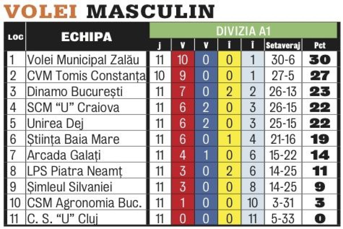 Campionatele la zi » Gazeta vă prezintă situaţia clasamentelor în sporturile de echipă la finalul anului 2013