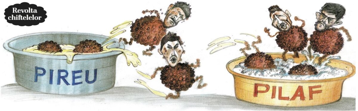 Ultima parte a celor mai tari caricaturi realizate de Emil Mierlă » Mîine anul se-nnoieşte, Piţi ne reconstruieşte!