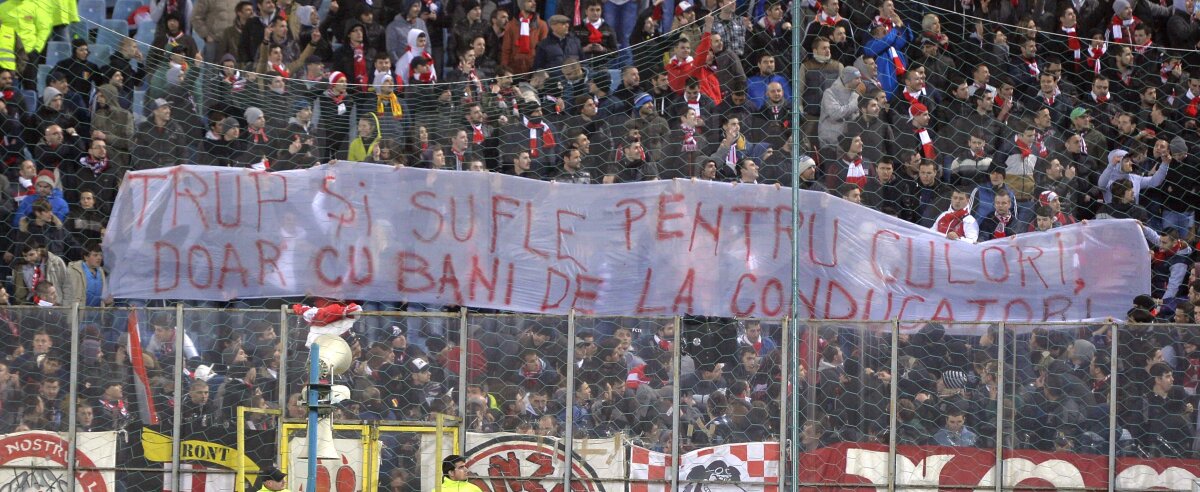 FOTO Încă o gafă a suporterilor lui Dinamo! Euforia derby-ului i-a făcut să uite să termine un cuvînt dintr-un banner :)